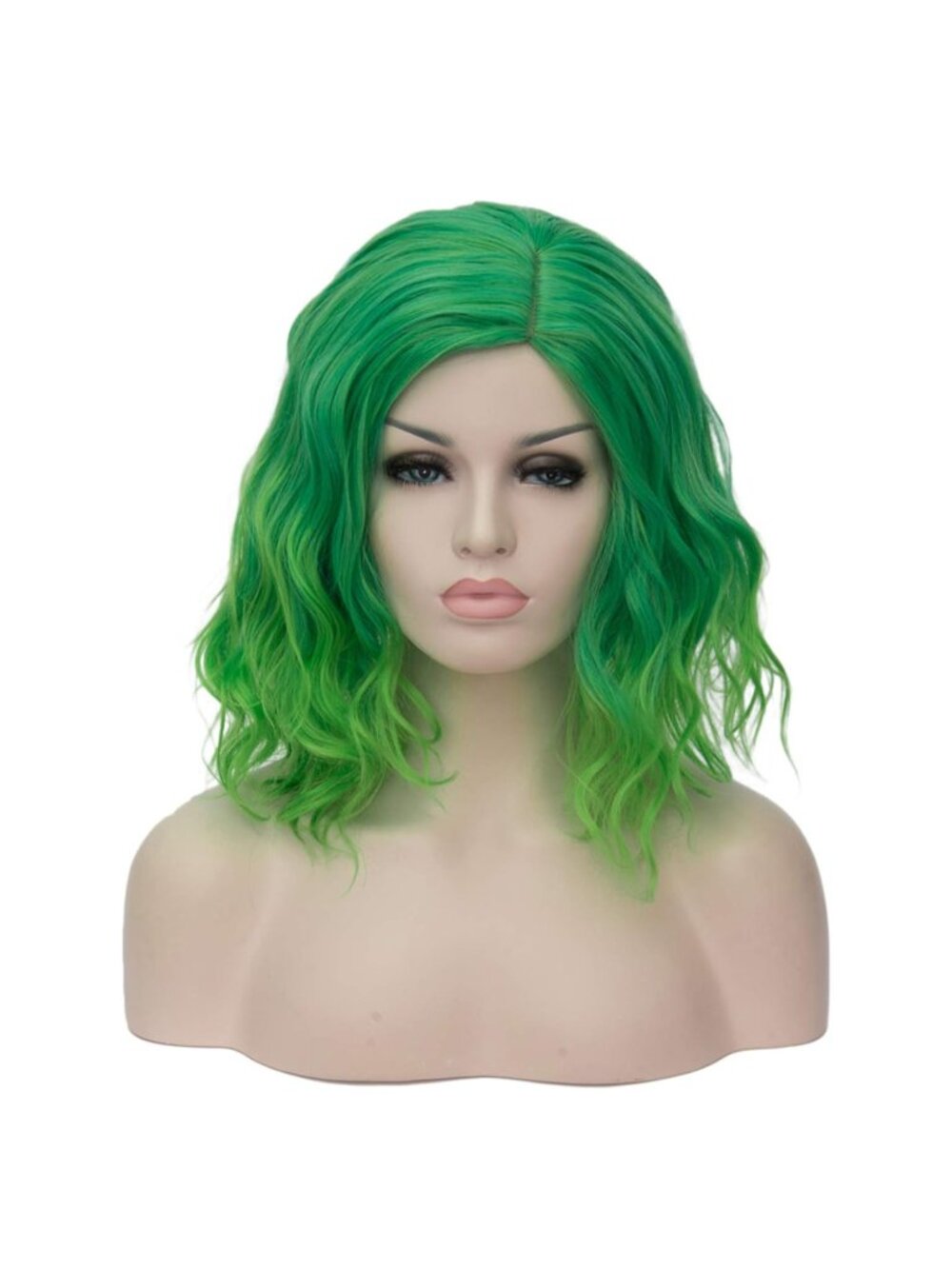Women Ombre Green Heat Resistant Wavy Curly Cosplay Halloween Bob Party Wig